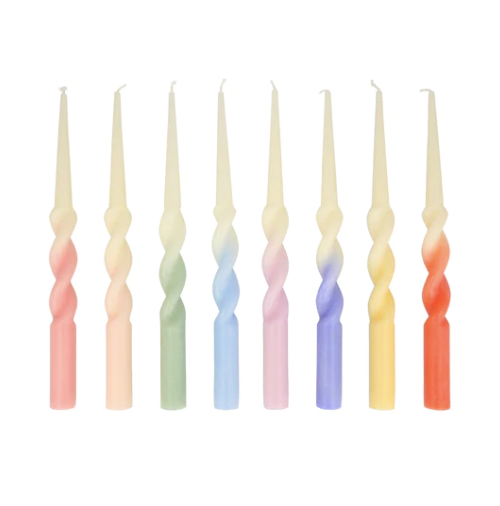 Taper Candles: Rainbow Twisted Dipped