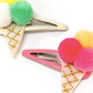 Hair Clip Set: Pom Pom Ice Cream