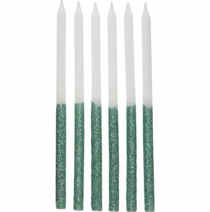 Green Glitter Dipped Candles