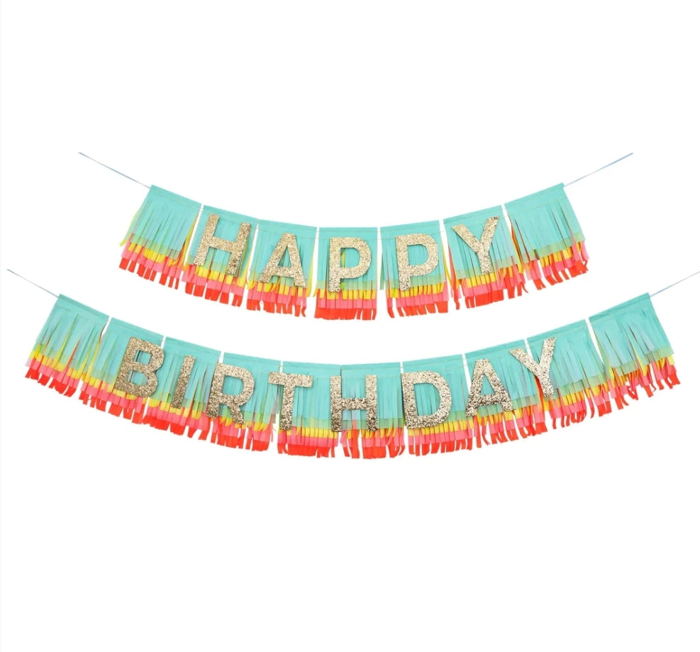 Fringe Garland: Rainbow Happy Birthday