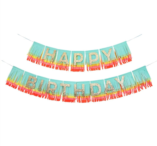 Rainbow Happy Birthday Fringe Garland