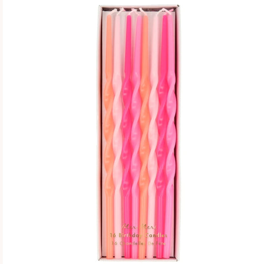 Long Candles: Pink Twisted