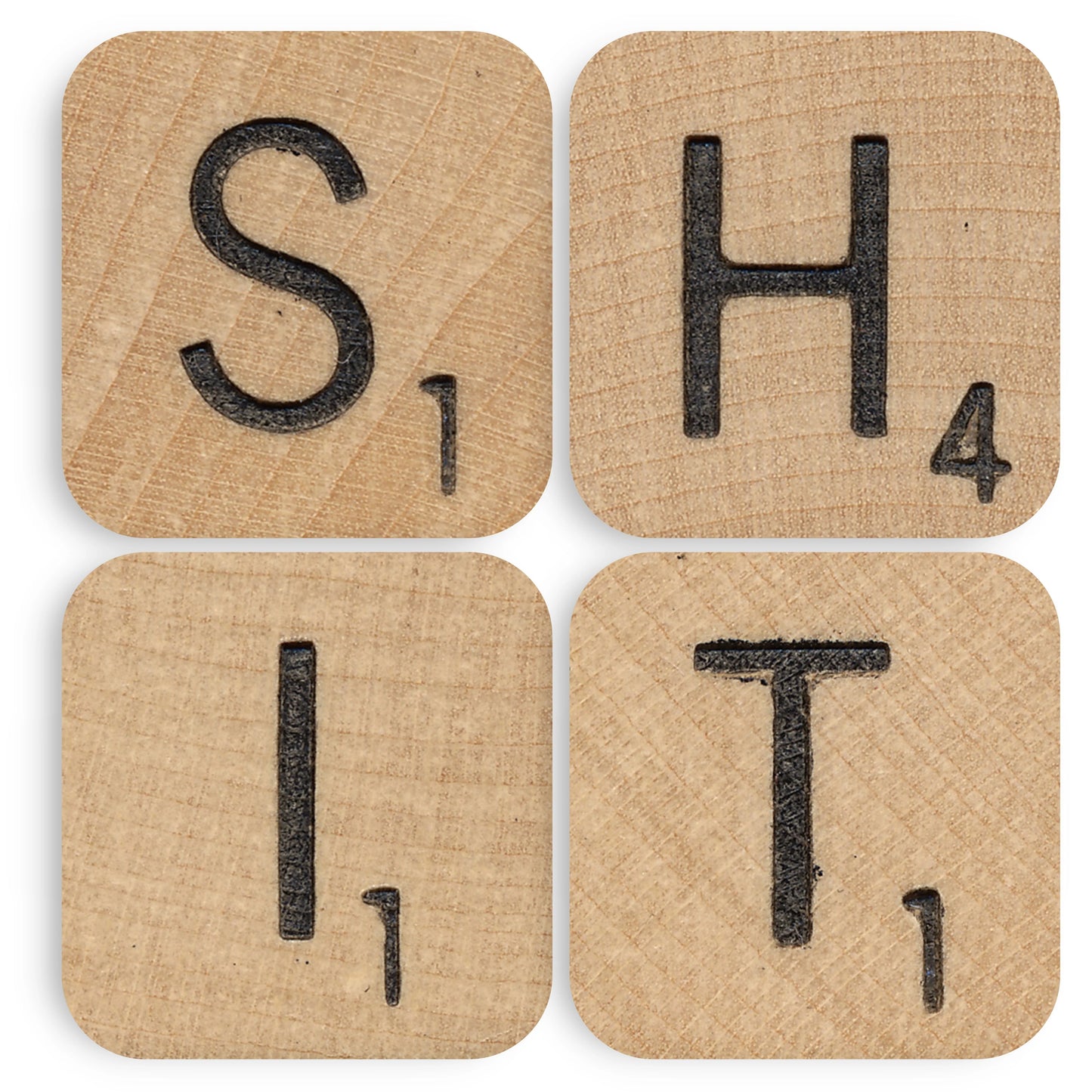 Acrylic Scrabble Tiles Coaster Set of 4: Shit