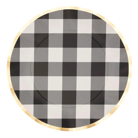 Wavy Dinner Plate: Buffalo Check with Gold