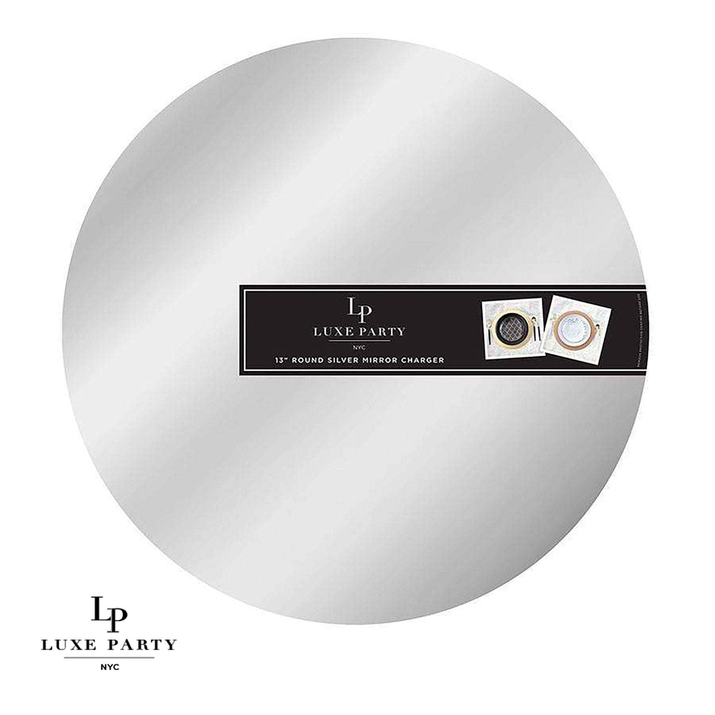 Luxe Party 13" Round Light Weight Mirror Charger Plate: Silver