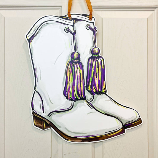 Home Malone Door Hanger: Mardi Gras Majorette Marching Boots