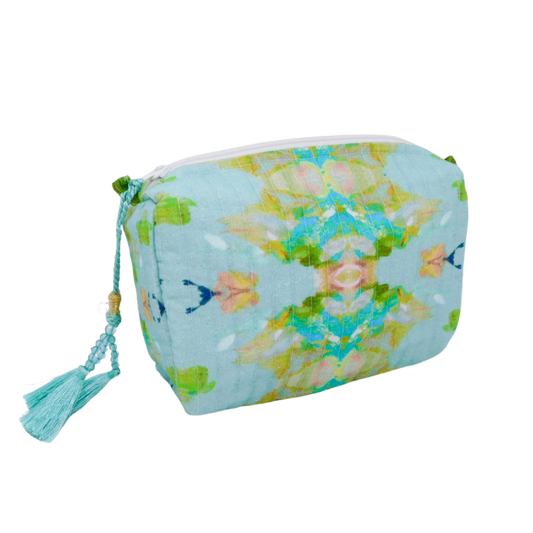 Small Cosmetic Bag: Stained Glass Blue