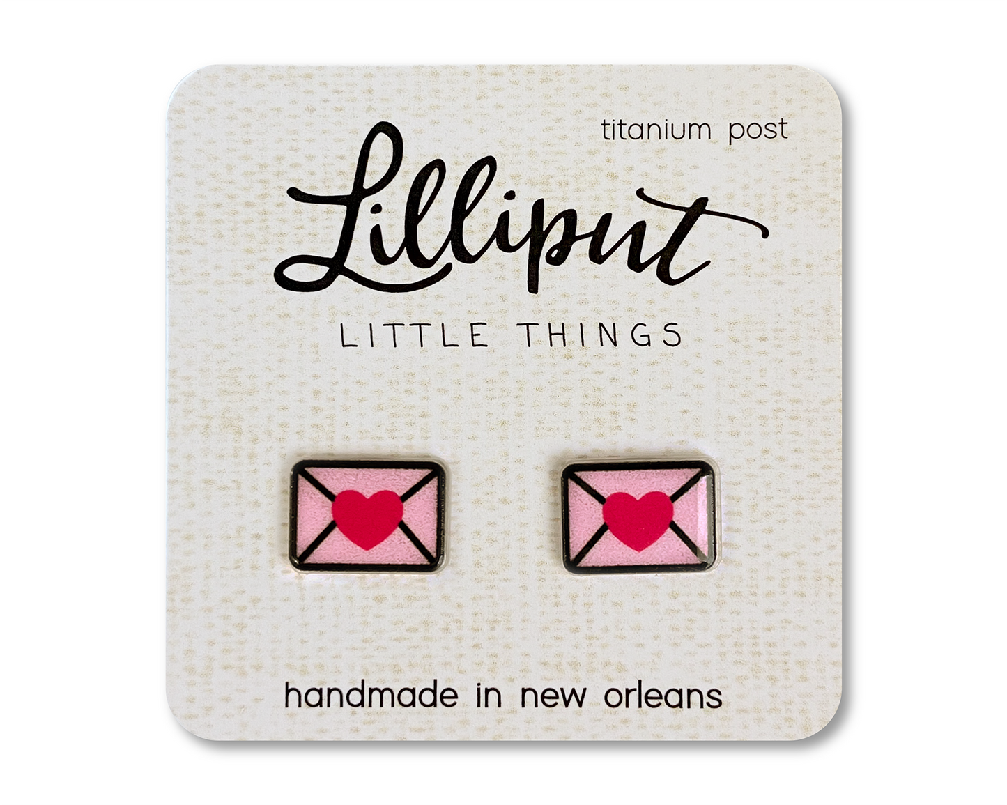 Lilliput Little Things Earrings: Love Letter - Pink