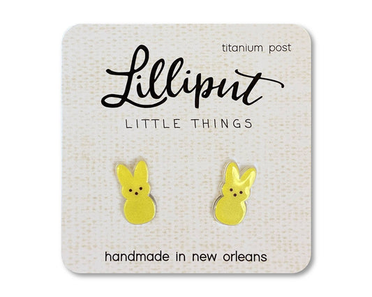 Hypoallergenic Earrings: Yellow Marshmallow Easter Bunnies