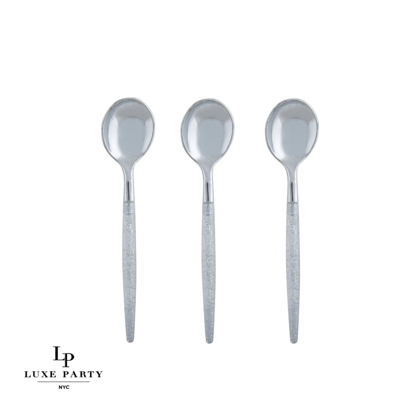 Luxe Party Mini Spoons: Silver Glitter