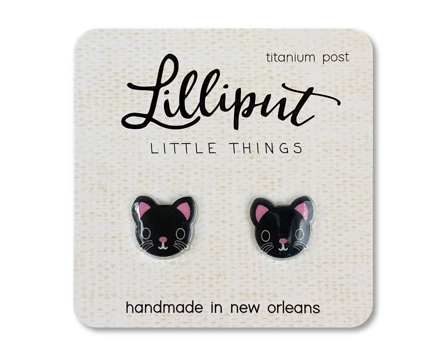 Lilliput Little Things Earrings: Black Kitty Cat