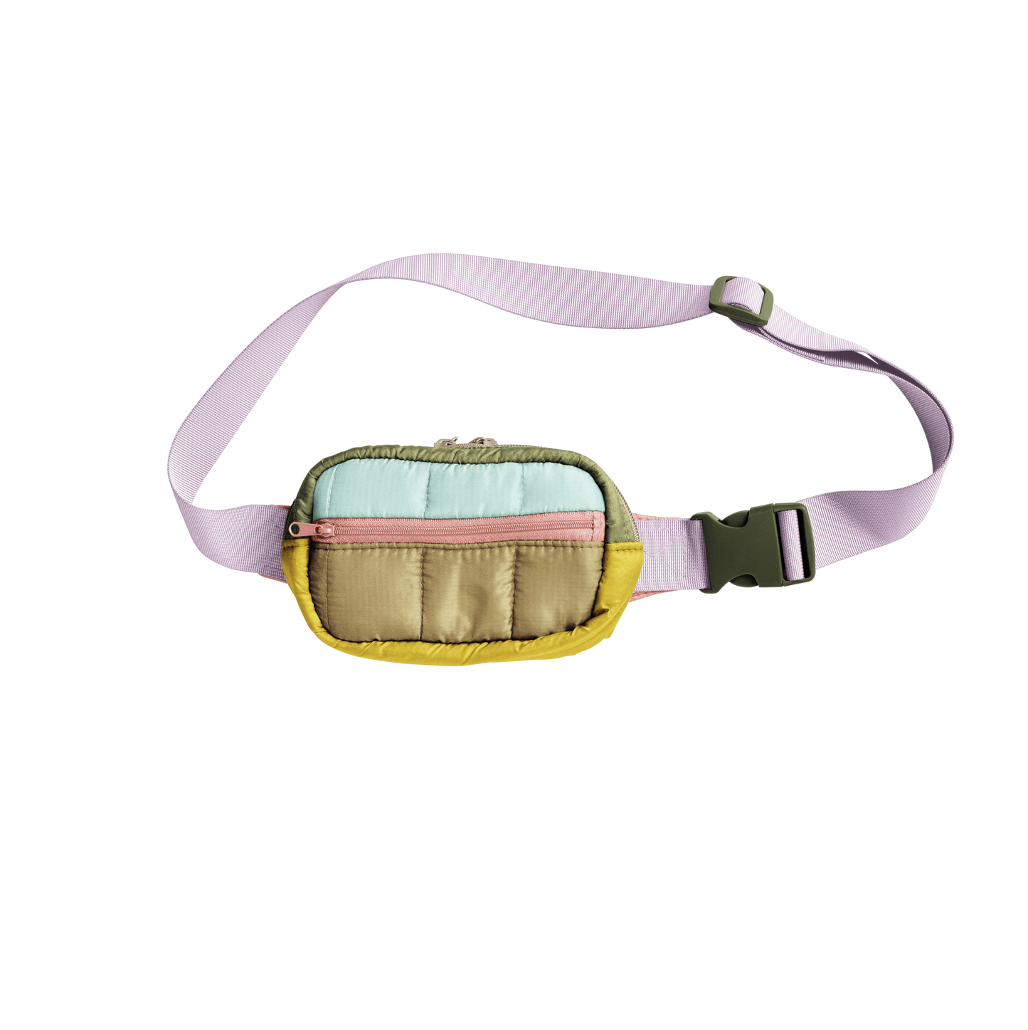 Puffy Hip Bag: Olive Lilac Color Block