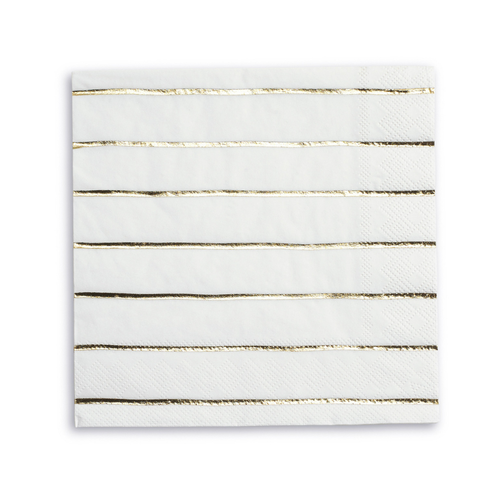 Frenchie Striped Cocktail Napkins: Gold