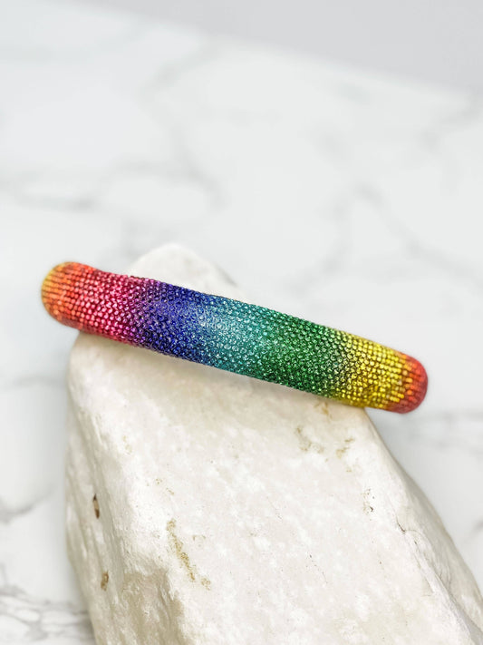 Prep Obsessed Glitzy Rhinestone Padded Headband: Rainbow
