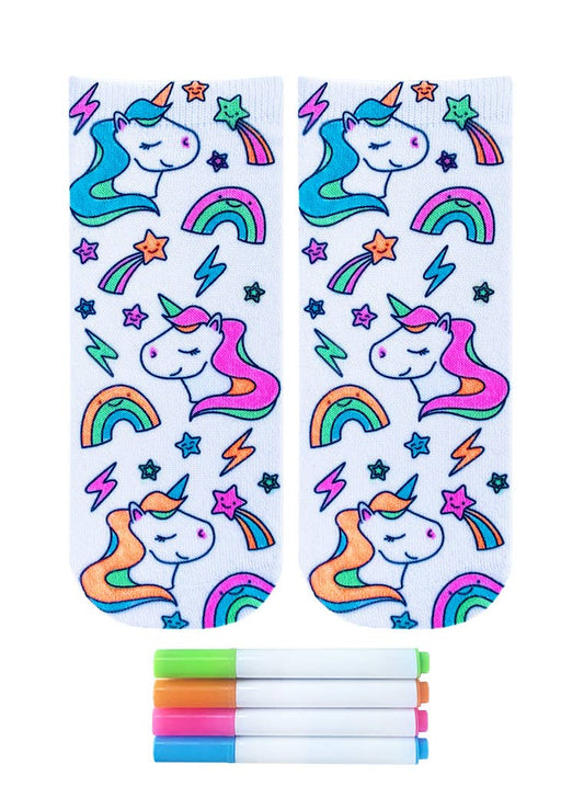 Coloring Socks: Unicorn Galaxy