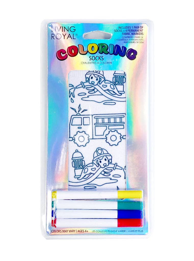 Living Royal Coloring Socks: Fire Truck