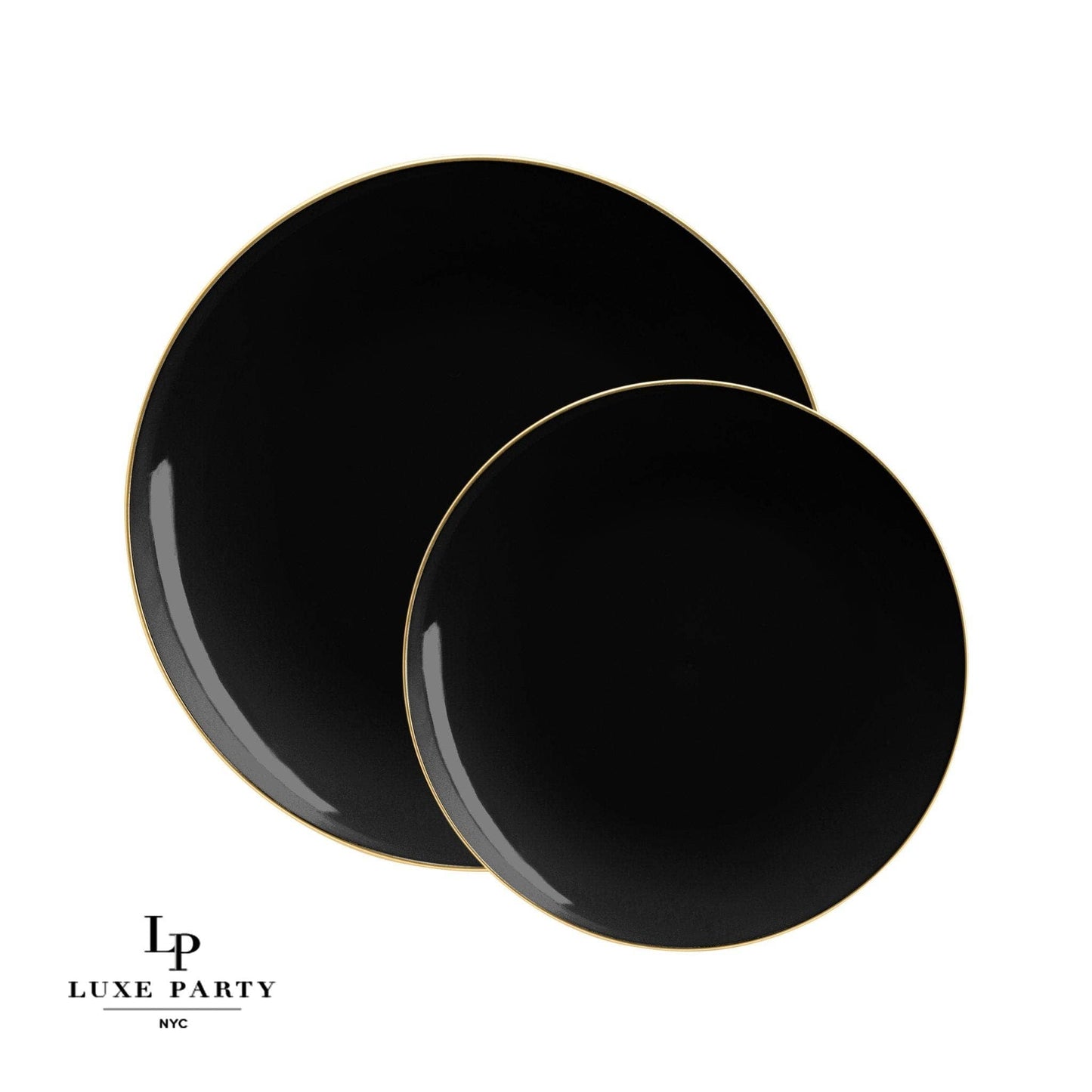 Plastic Dinner Plates: Black • Gold