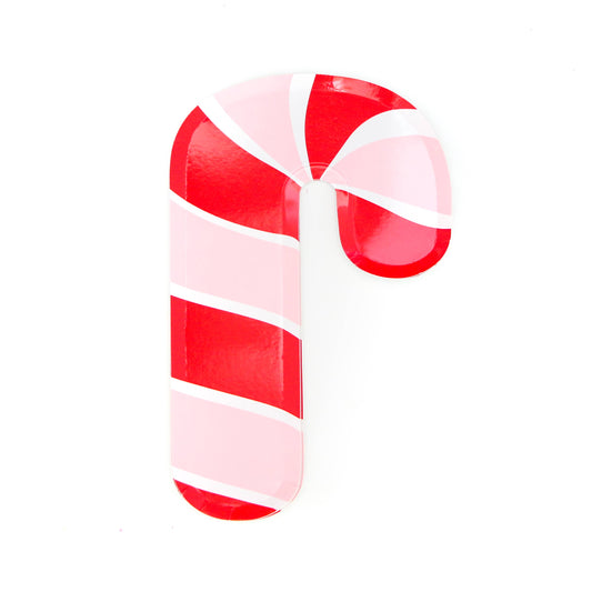 Red and Pink Candy Cane Shaped Plates