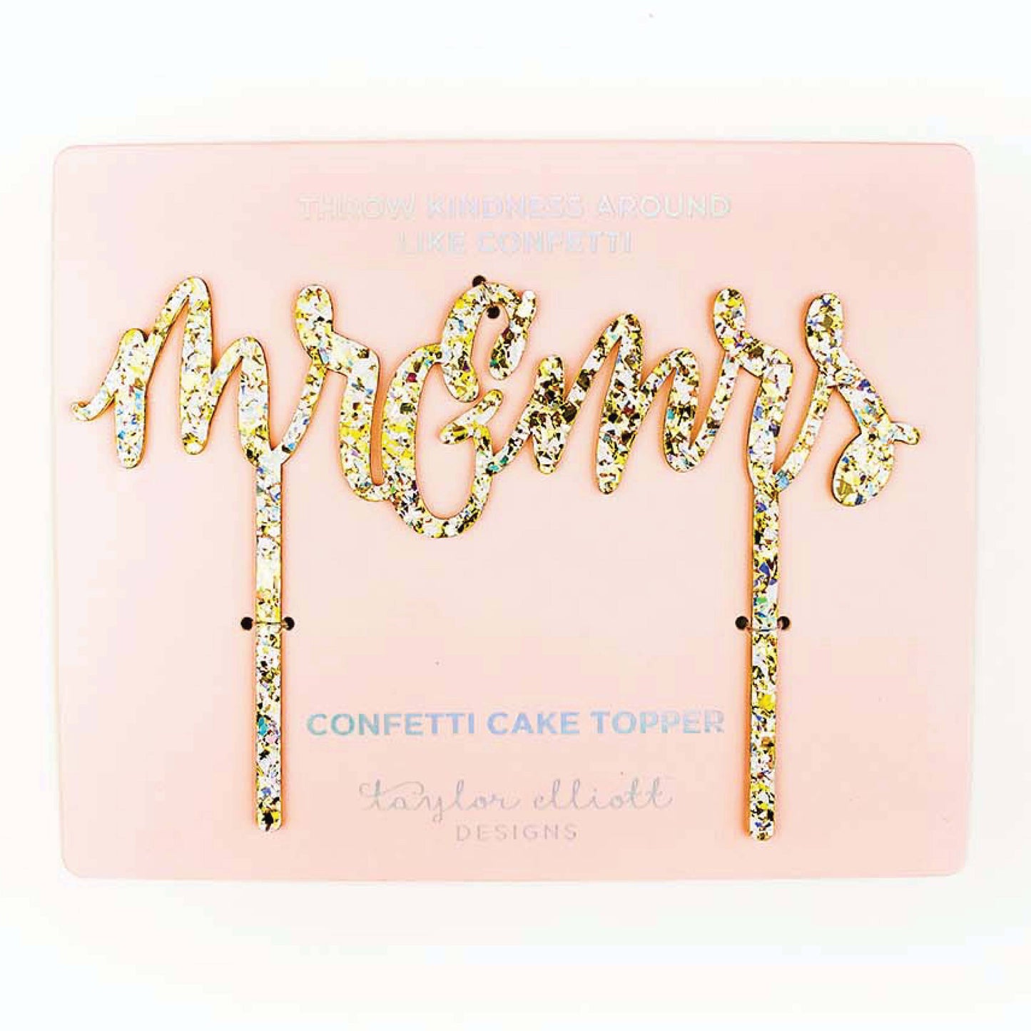 Acrylic Pearl Confetti Cake Topper: Mr & Mrs