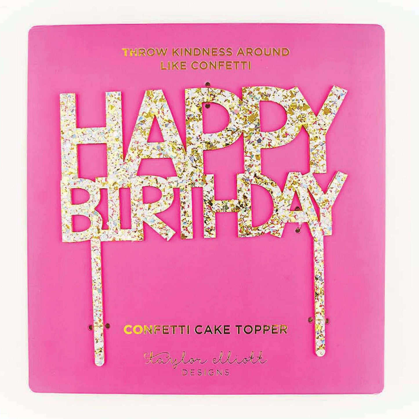 Acrylic Pearl Confetti Cake Topper: Happy Birthday