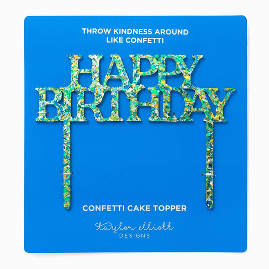 Acrylic Cake Topper: Blue/Green Happy Birthday