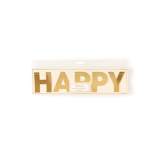 Metallic Gold Happy Birthday Banner