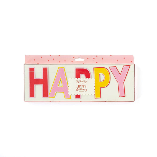Banner: Pink "Happy Birthday"
