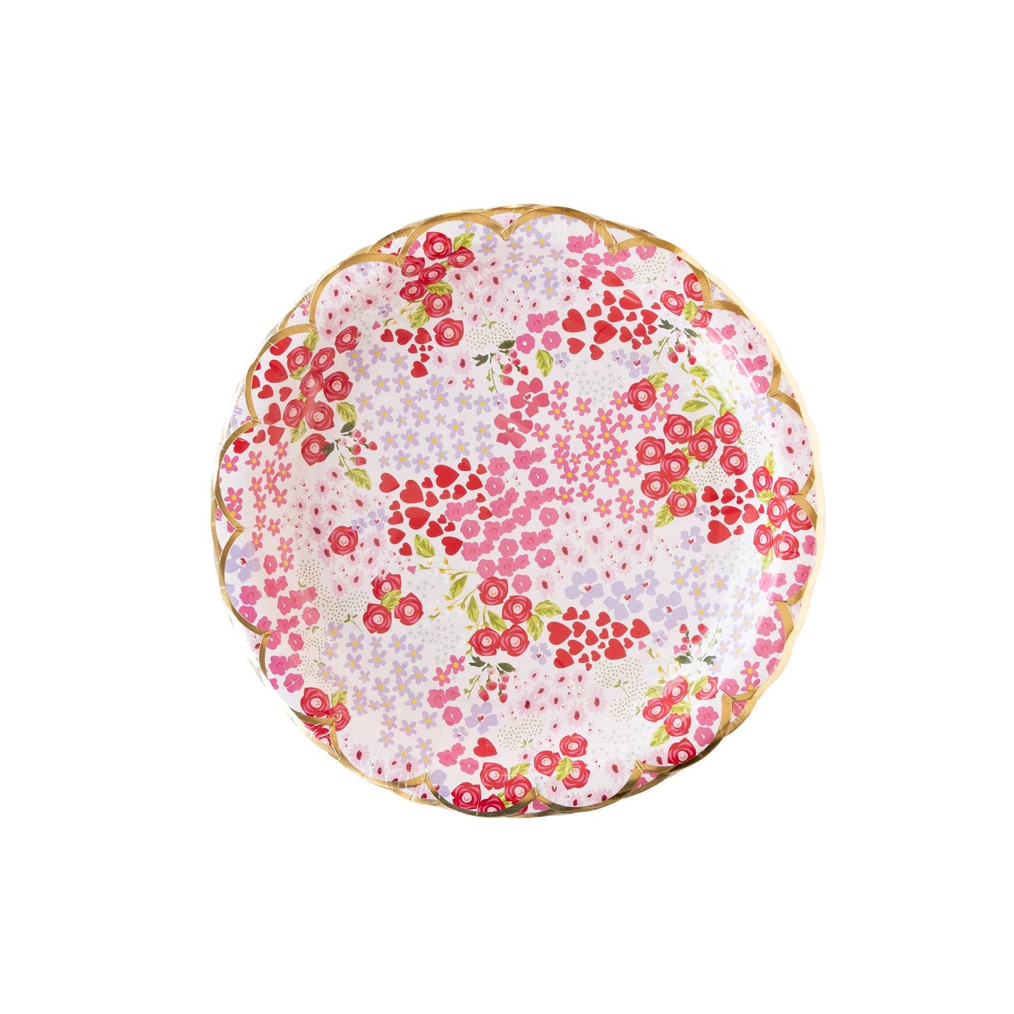 Ditzy Heart & Florals Paper Plates