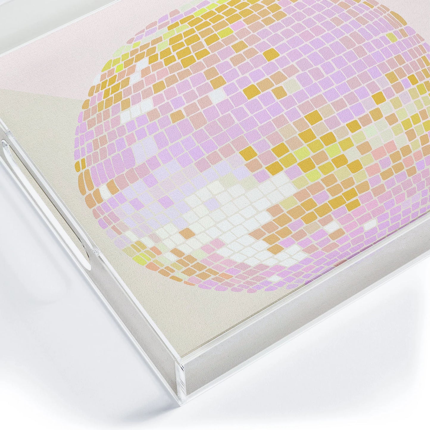 Medium Acrylic Tray: Peach Disco Ball