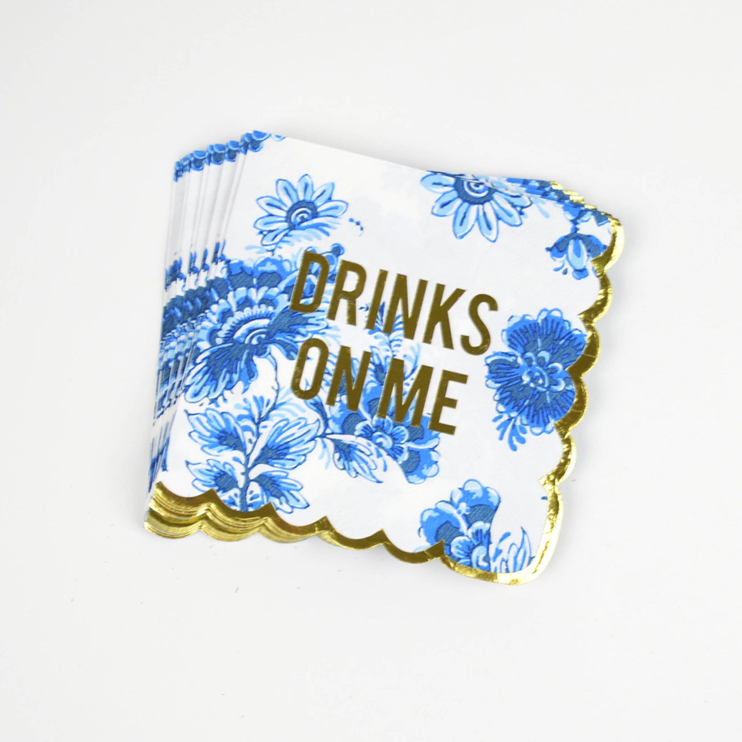 8 Oak Lane Paper Beverage Napkins: Blue Floral