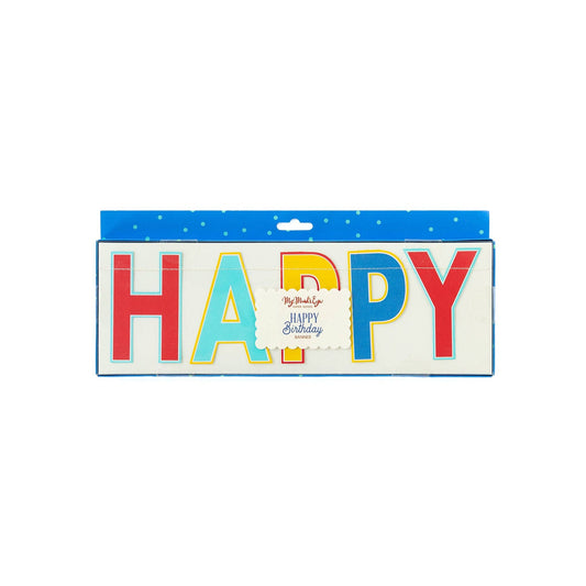Banner: Blue "Happy Birthday"