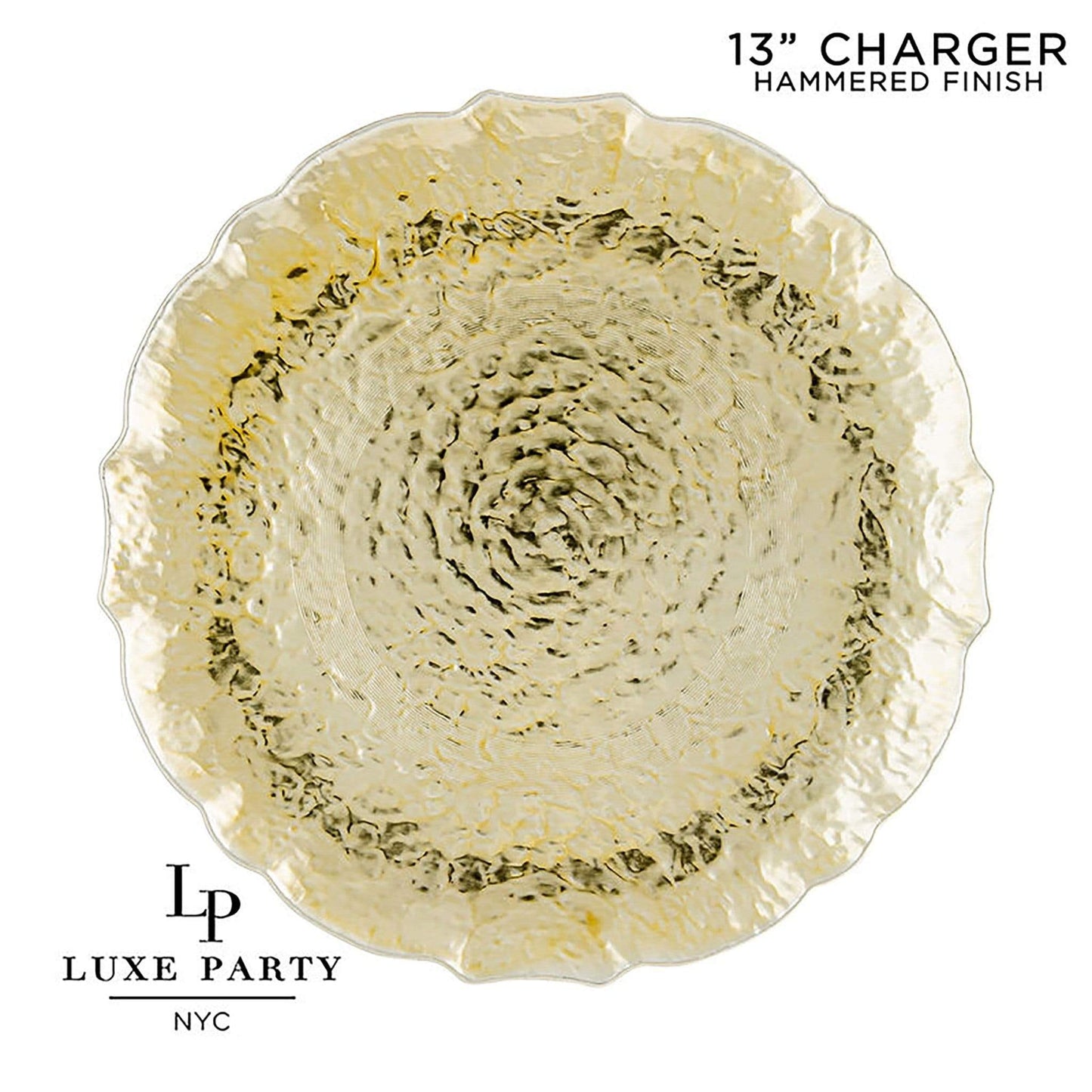 Luxe Party 13" Hammered Round Plastic Charger Plate: Gold