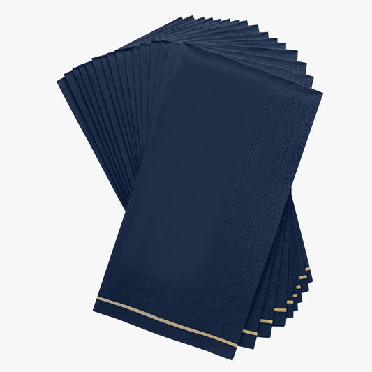 Guest Napkins: Navy with Gold Stripe