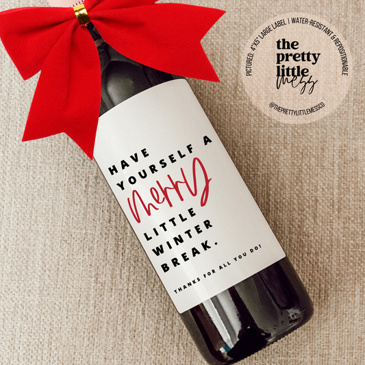 Bottle Labels: "Merry Little Winter Break" Christmas (Multiple Sizes)