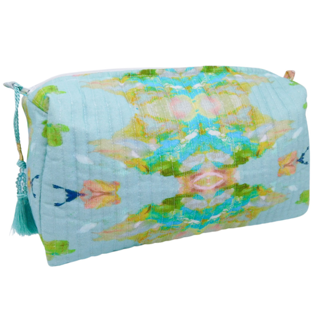 Large Cosmetic Bag: Stained Glass Blue