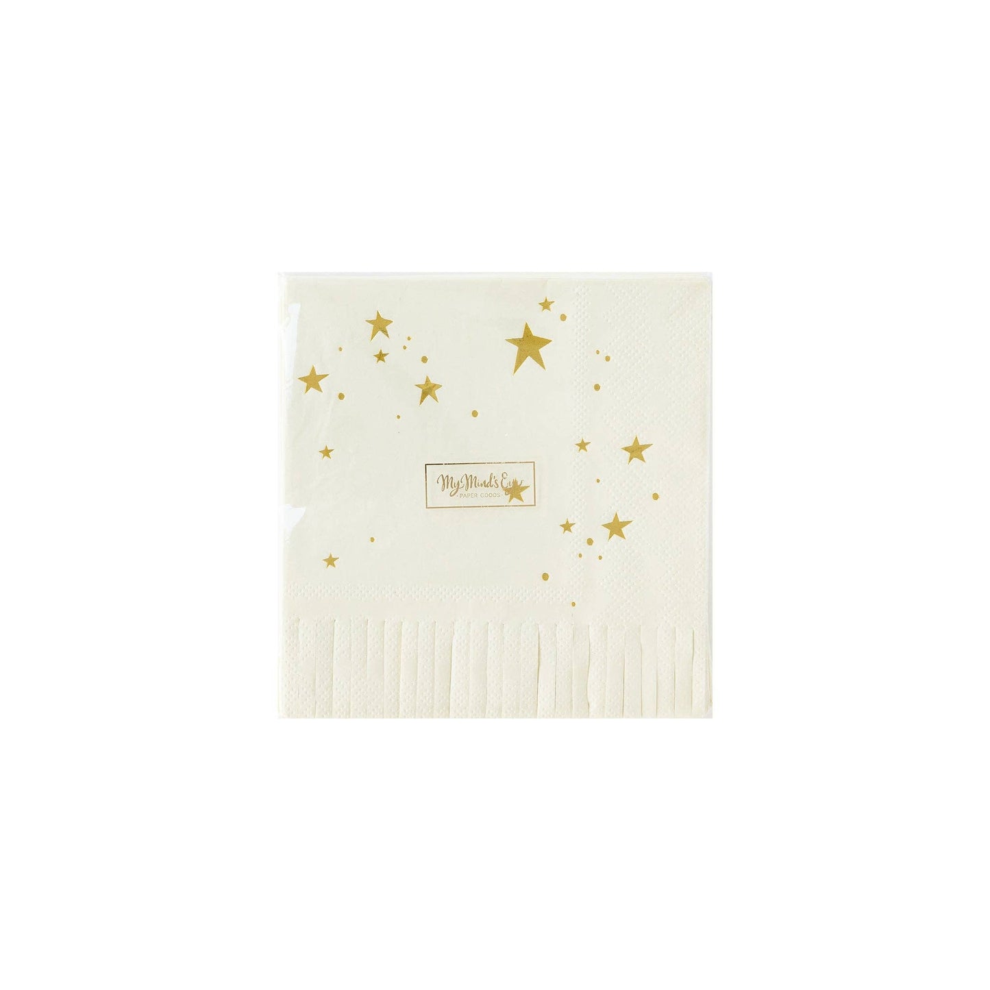 Fringed Cocktail Napkin: Neutral Star