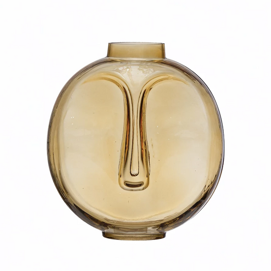 Creative Co-Op Glass Vase with Face: Chartreuse