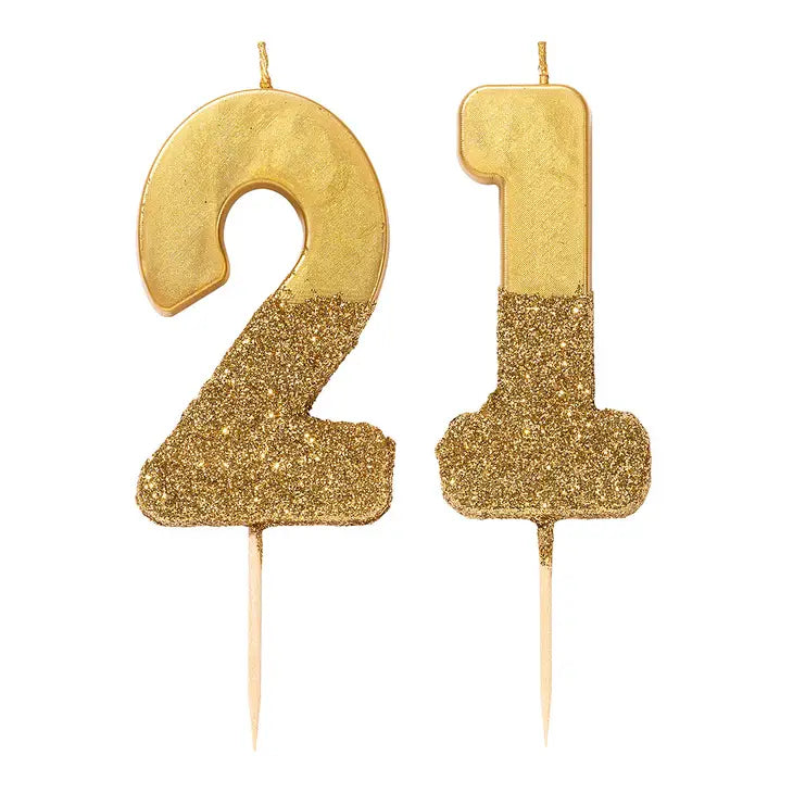 Gold Glitter Number Candles: 1