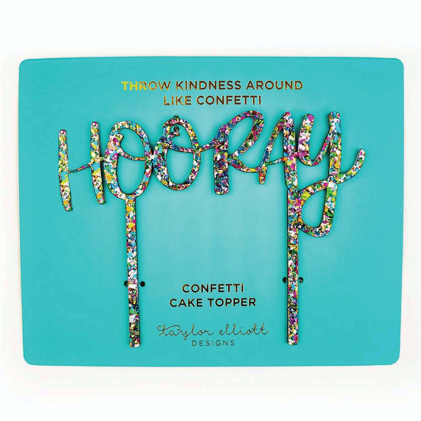 Acrylic Colorful Confetti Cake Topper: Hooray