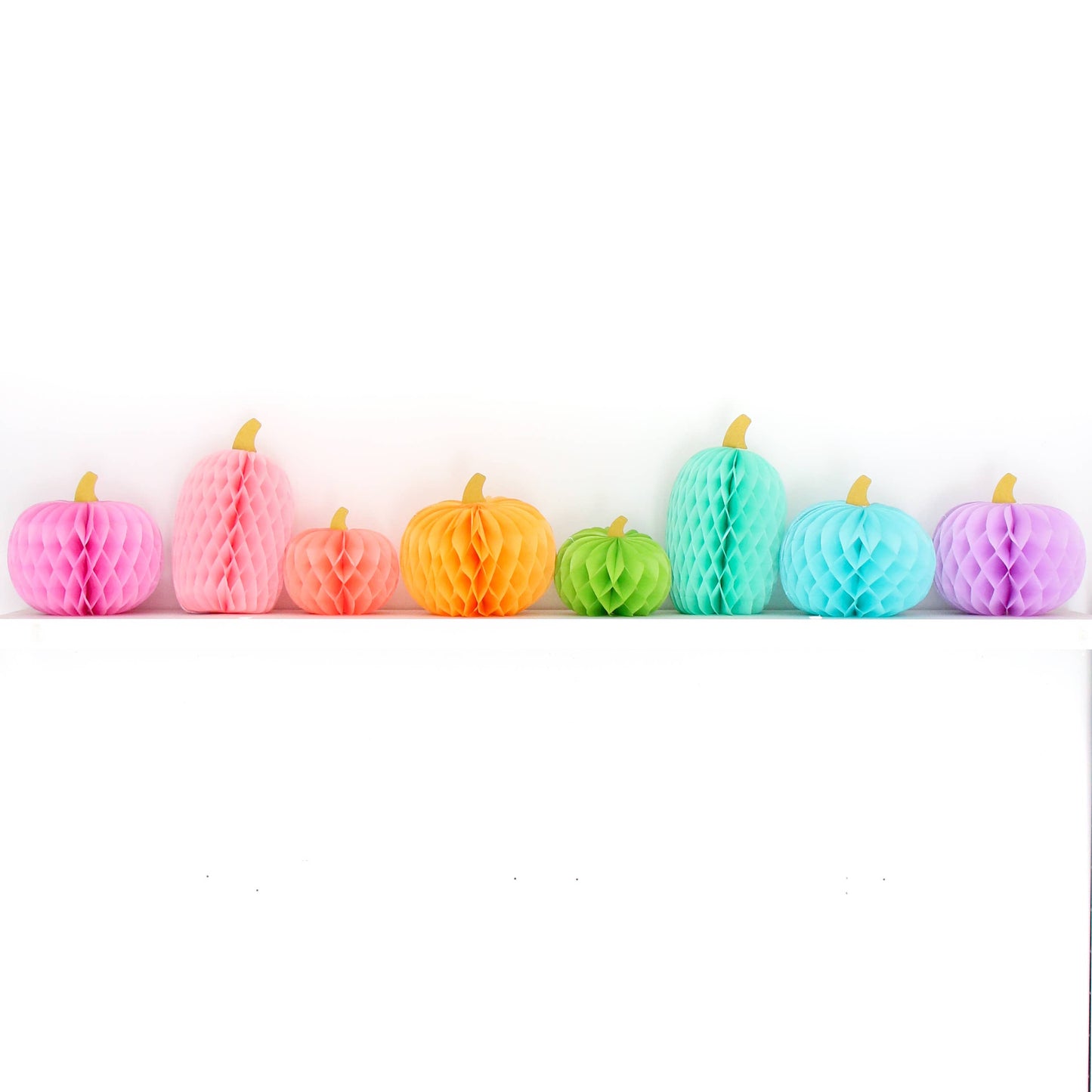 Rainbow Honeycomb Paper Pumpkin Set (Set of 8)