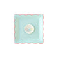 Square Scalloped Gingham Plate Set