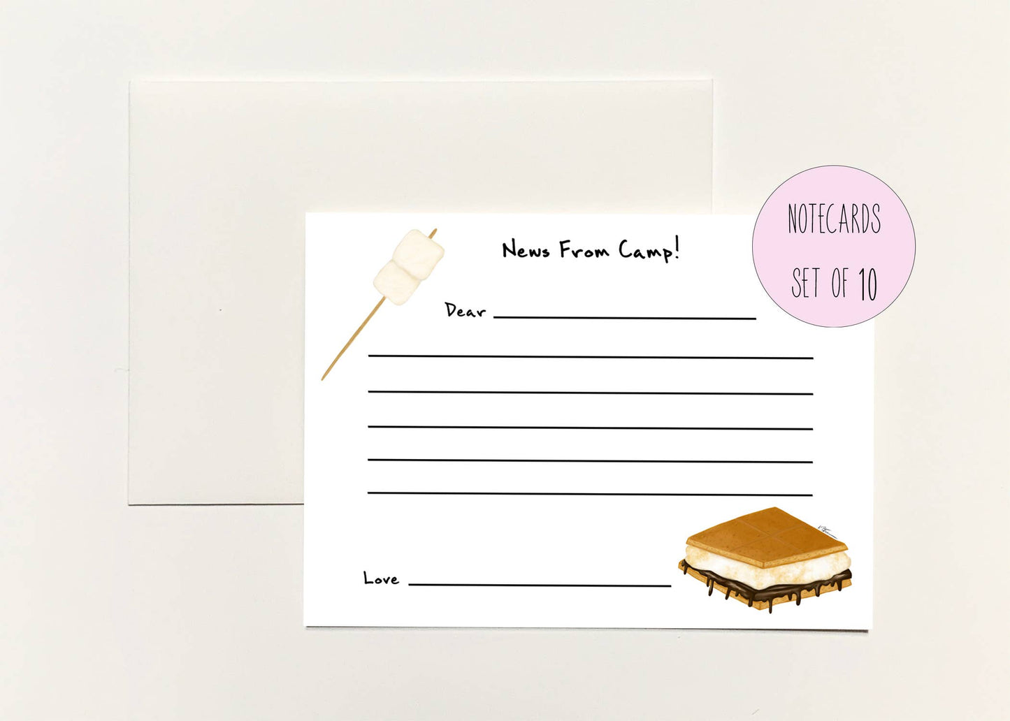 Smores Hello From Camp! Camp Note Card Set