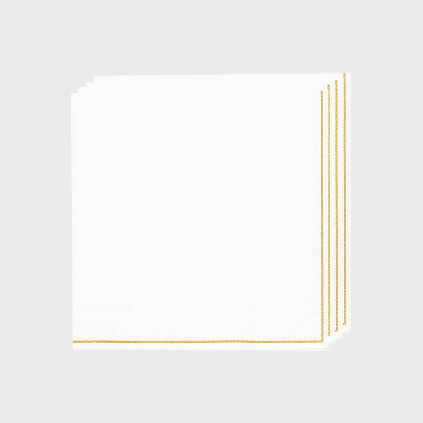 Paper Lunch Napkins: White with Gold Stripe
