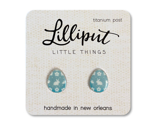 Hypoallergenic Earrings: Blue Easter Eggs
