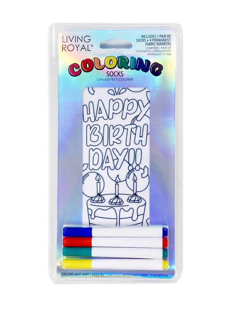 Living Royal Coloring Socks: Happy Birthday