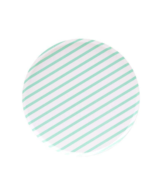 Oh Happy Day Party Shop Large Pattern Plates: Mint Stripes