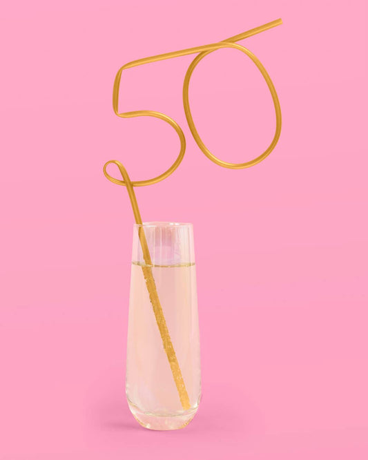 Gold 50th Birthday Straw