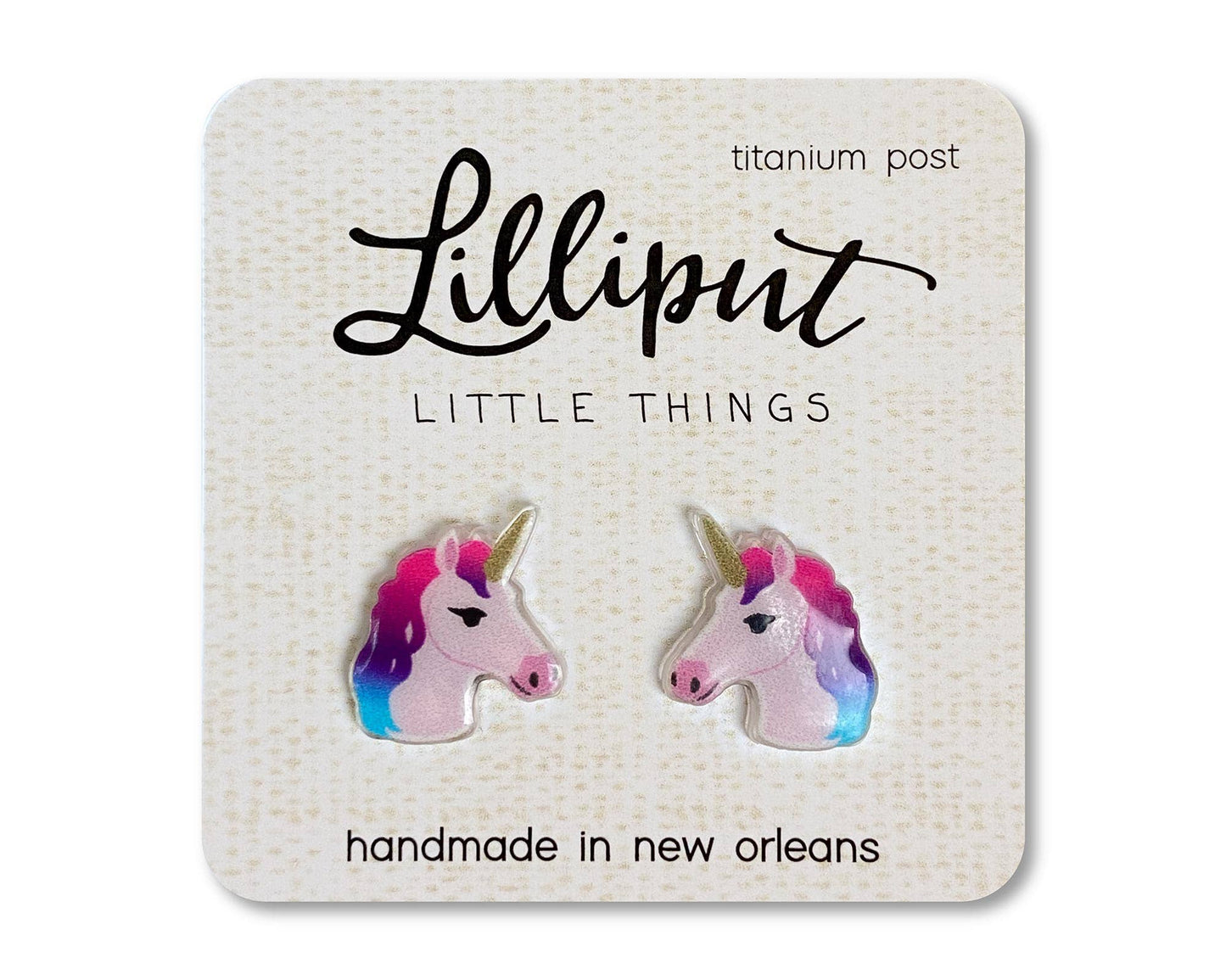 Hypoallergenic Earrings: Rainbow Unicorn - Pink