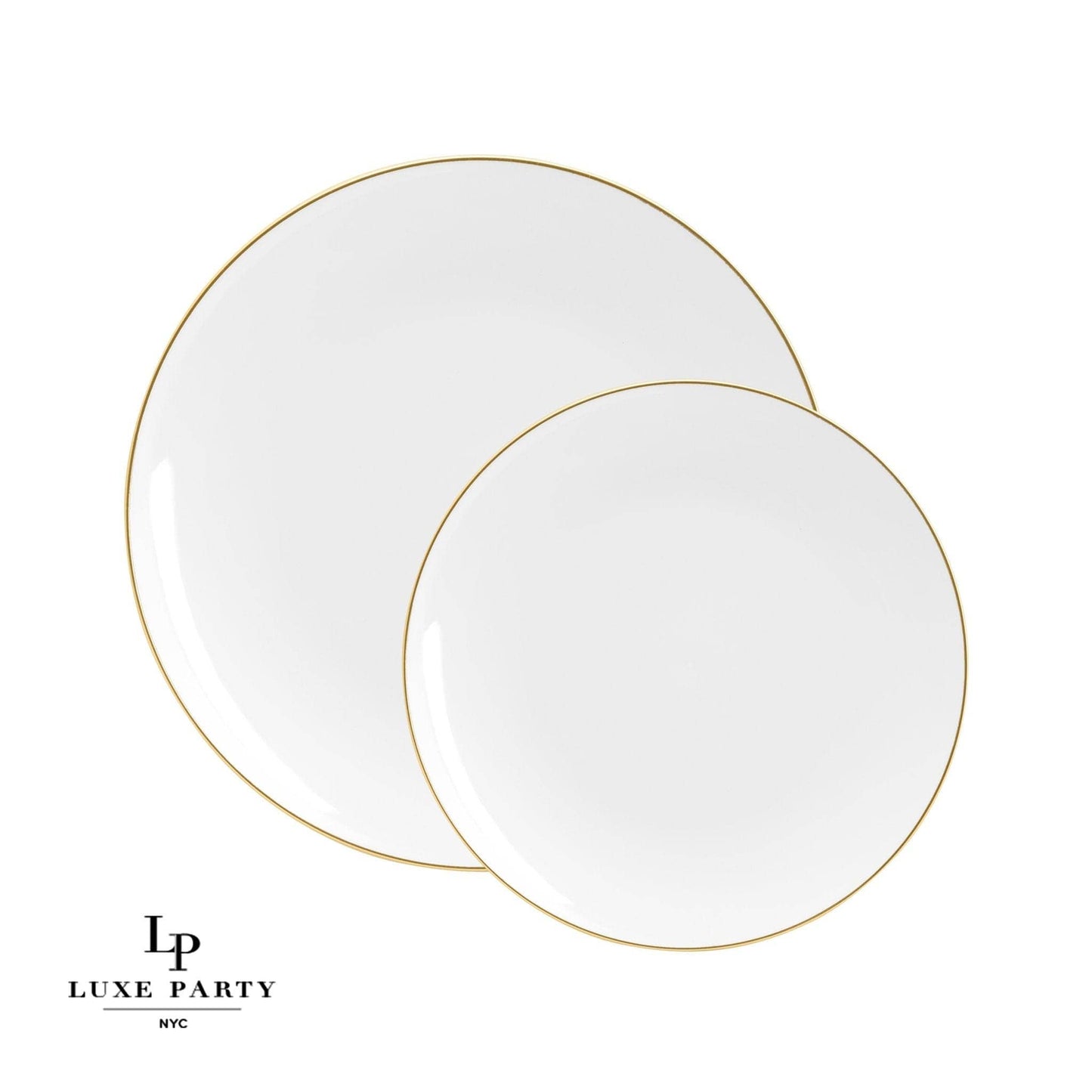 Luxe Party Plastic Dinner Plates: White • Gold