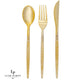 Gold Glitter Plastic Cutlery Set (32 Pieces)